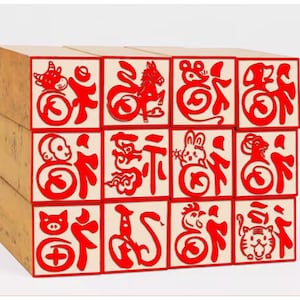 Sigillo cinese in pietra - Animale dello zodiaco cinese per scrivere '福' (Fu-'fortuna')