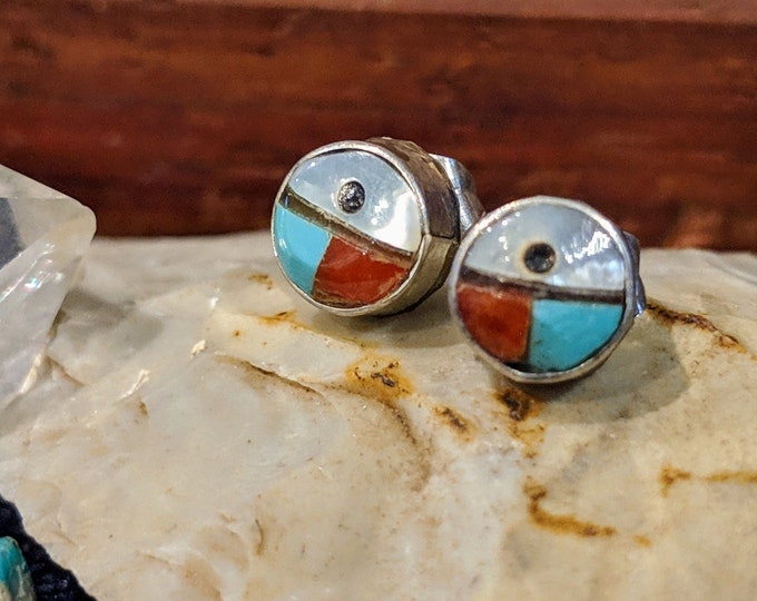 Native American Handmade Sterling Silver Multi-stone Inlay - Etsy