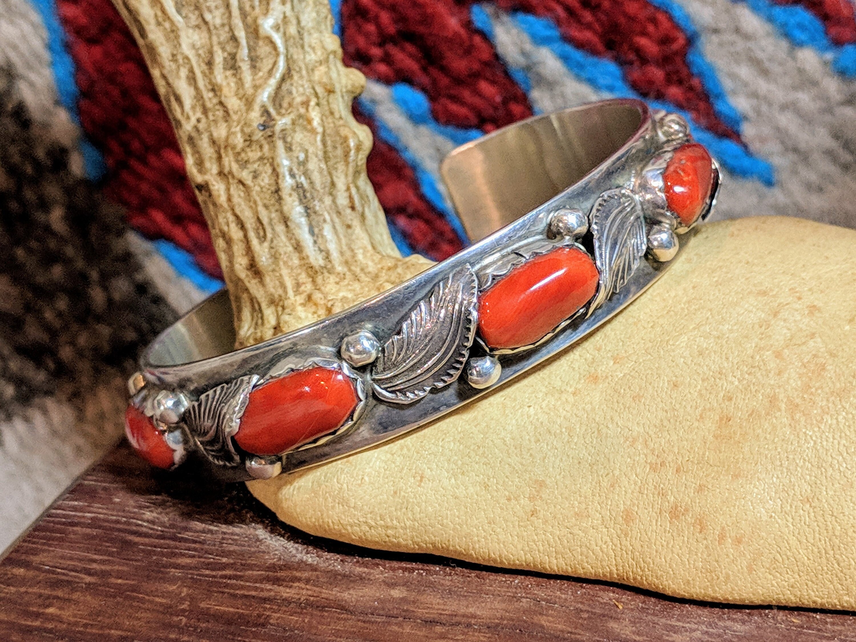 Genuine Red Coral Cuff Bracelet Genuine Red Coral Cuff Bracelet