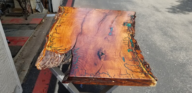 Epoxy Resin Table Fractal Burn on Texas Mesquite with