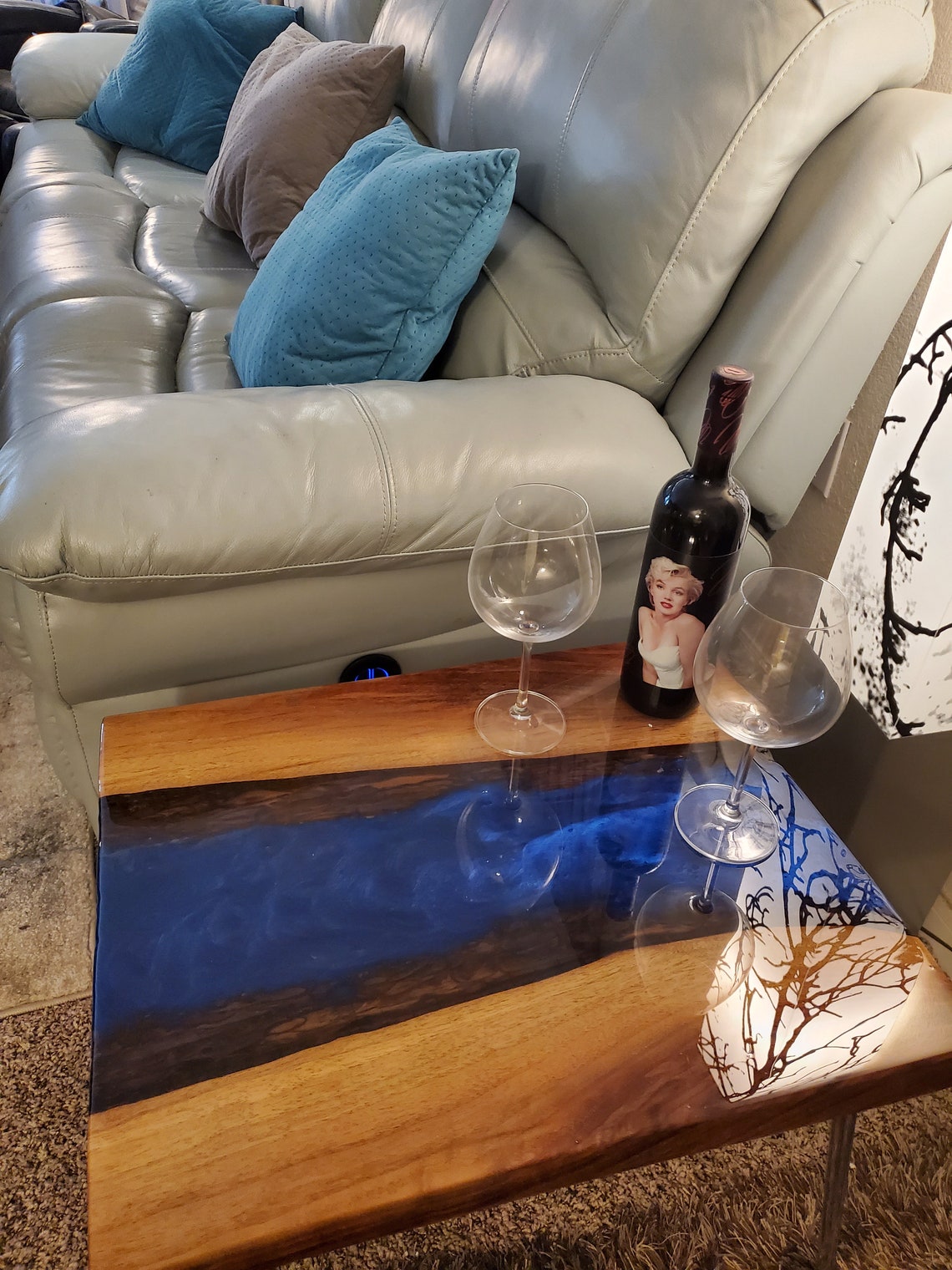 River Table Deep Blue on Black Walnut - Etsy