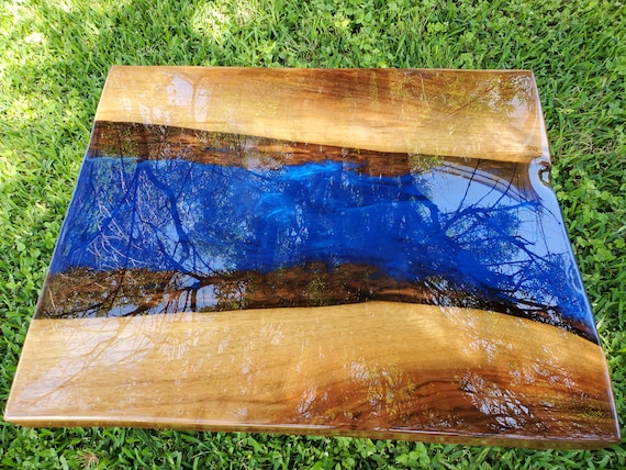 River Table Deep Blue on Black Walnut - Etsy