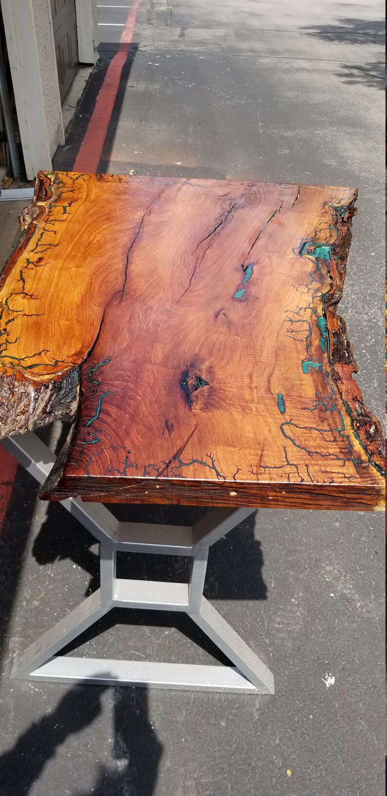 Epoxy Resin Table Fractal Burn on Texas Mesquite with Emerald Etsy