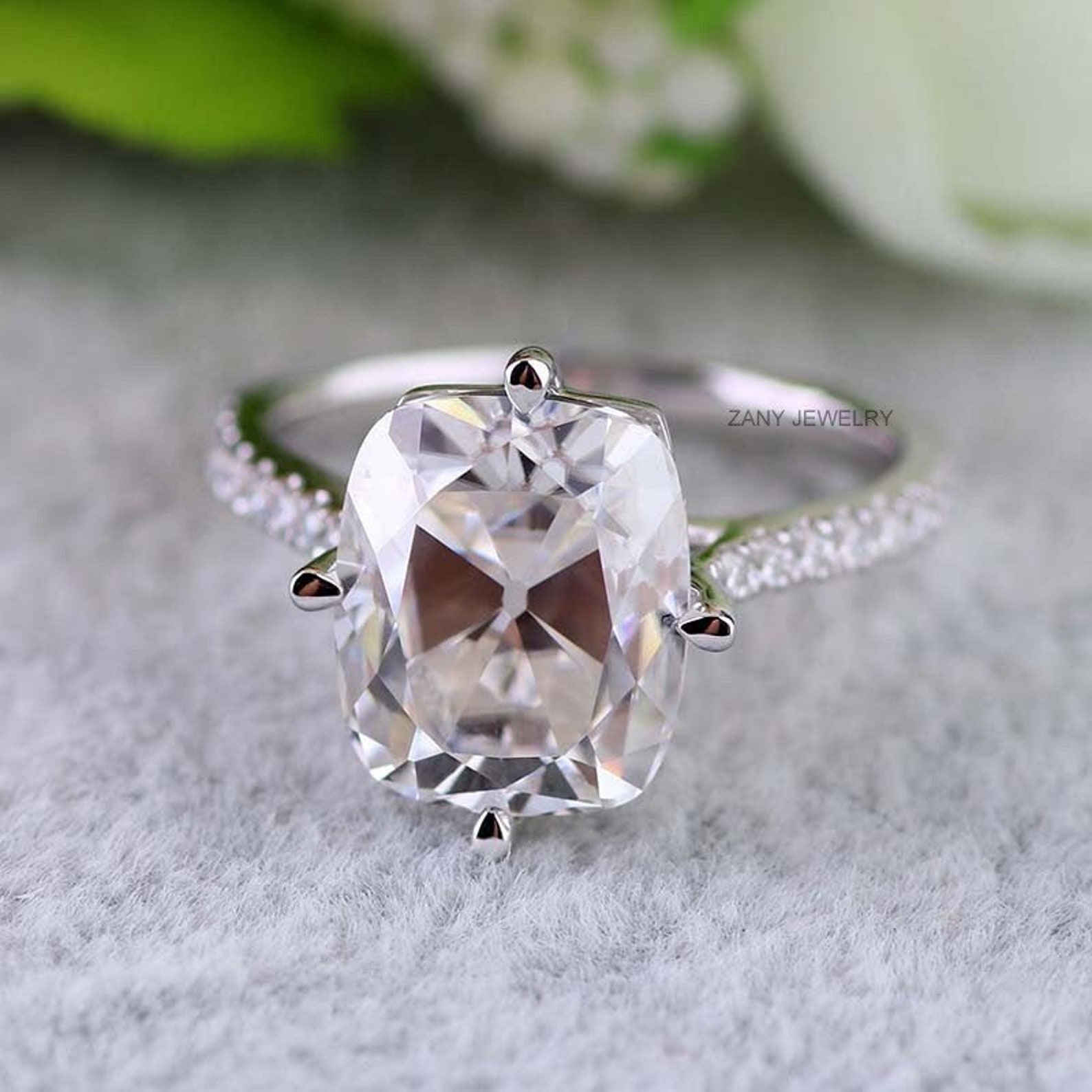 Elongated Cushion Cut Moissanite Engagement Ring Solitaire Etsy
