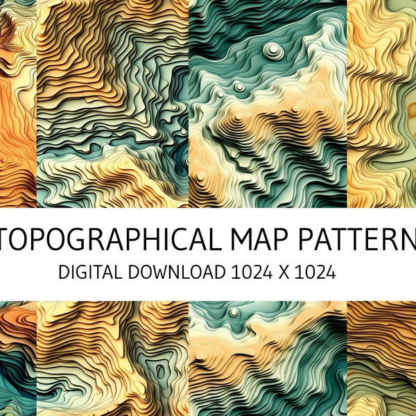 Topographical map patterns, repeatable topographical maps, seamless cartography patterns, seamless patterns