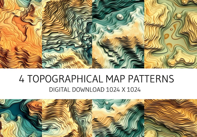 Topography Live Pattern Topographical Map Patterns, Repeatable Topographical Maps, Seamless ...