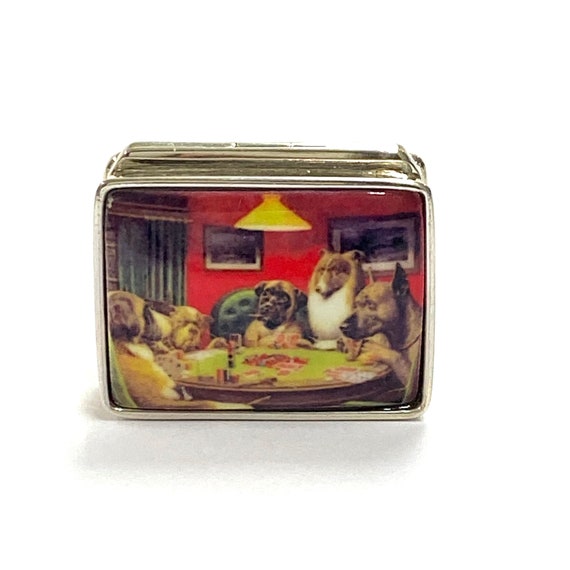 Horse Battle Scene Enamel Pill Snuff Box 925 Sterling silver