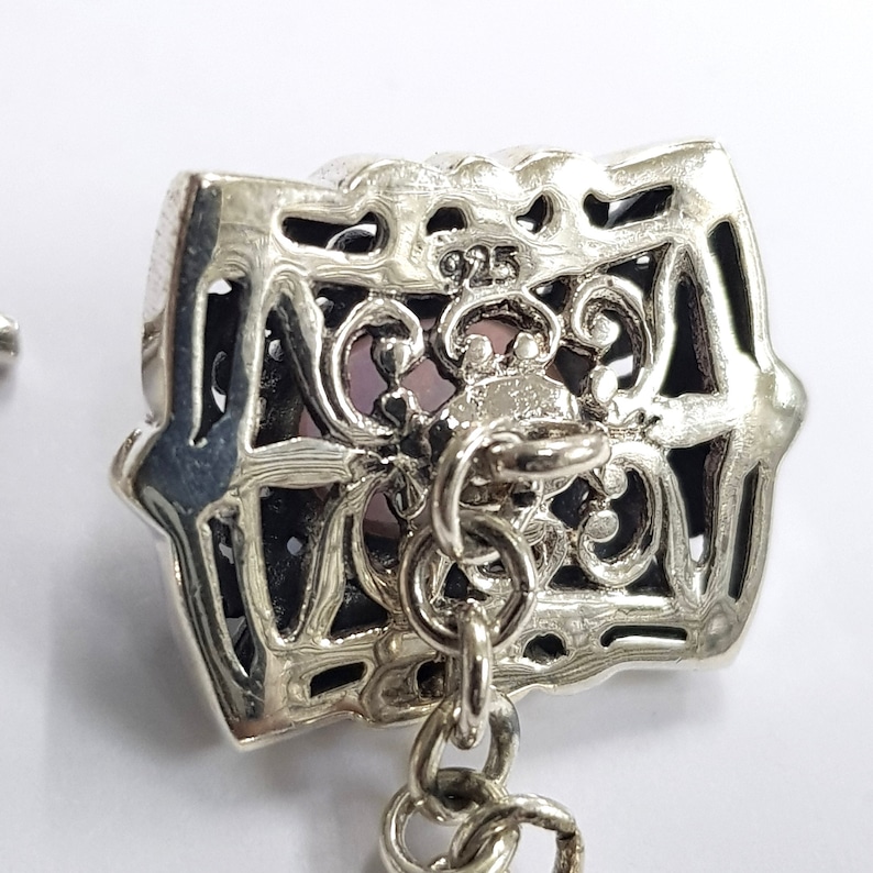 Victorian Style White Gilson Opal Filigree Cufflinks 925 Sterling Silver Mens Gift