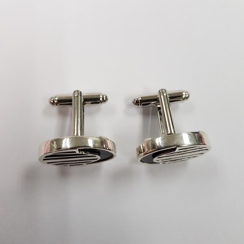 Art Deco Style Onyx Cufflinks 925 Sterling Silver Mens Fathers Day Gift