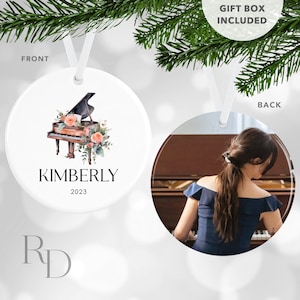 Piano Christmas Ornament, Christmas Gift For Piano Student, Personalized Photo Ornament, Secret Santa Gift For Pianist, Stocking Stuffer