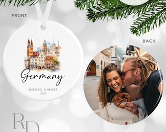 Germany Christmas Ornament, Europe Travel Ornament, Personalized Photo Ornament, Christmas Gift For Her, Secret Santa Gift, Stocking Stuffer