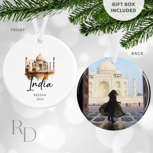 India Christmas Ornament, Taj Mahal Photo Ornament, Travel Ornament Gift For Best Friend, Secret Santa Gift For Coworker, Stocking Stuffer