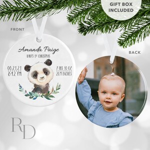 Baby Panda Birth Stats Ornament, Baby's First Christmas Ornament, Baby's 1st Christmas Ornament, Personalized Ornament