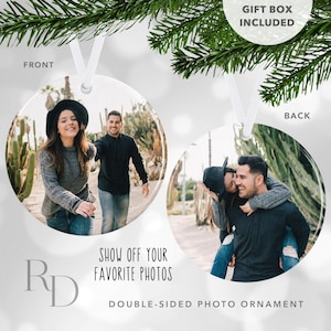 Double Sided Photo Ornament, Create Your Own Christmas Ornament, Secret Santa Gift For Coworker, Christmas Gift For Her, Stocking Stuffer