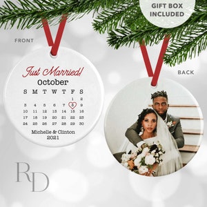 Just Married Calendar Ornament, Our First Christmas As Mr And Mrs, Our First Christmas Married, Personalized Wedding Ornament, Newlyweds