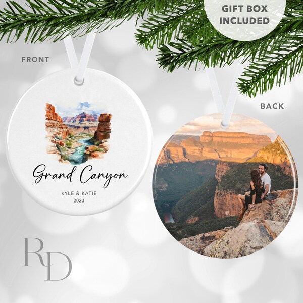 Colorado River Christmas Ornament, Grand Canyon National Park Souvenir, Personalized Travel Ornament With Photo, Arizona Stocking Stuffer