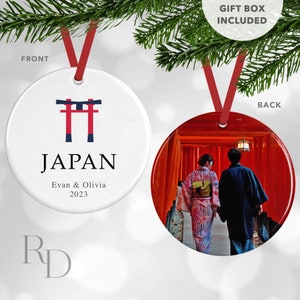 Japan Christmas Ornament, Torii Gate Travel Ornament, Personalized Photo Ornament, Japan Honeymoon Ornament, Secret Santa Gift, Kyoto, Tokyo