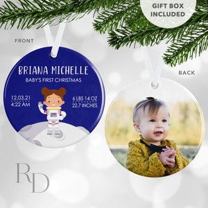 Astro Girl Birth Stats Ornament, Baby&#39;s First Christmas Ornament, Baby&#39;s 1st Christmas Ornament, Personalized Ornament, Baby Space Ornament