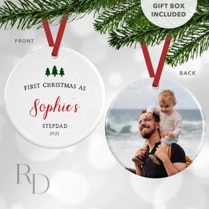 Personalized Stepdad Christmas Ornament | First Christmas As Stepfather | Bonus Dad Christmas Ornament