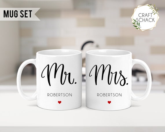 Personalised Mr & Mrs Mug Gift Set Love Heart Whisper Romantic Valentines Couple 