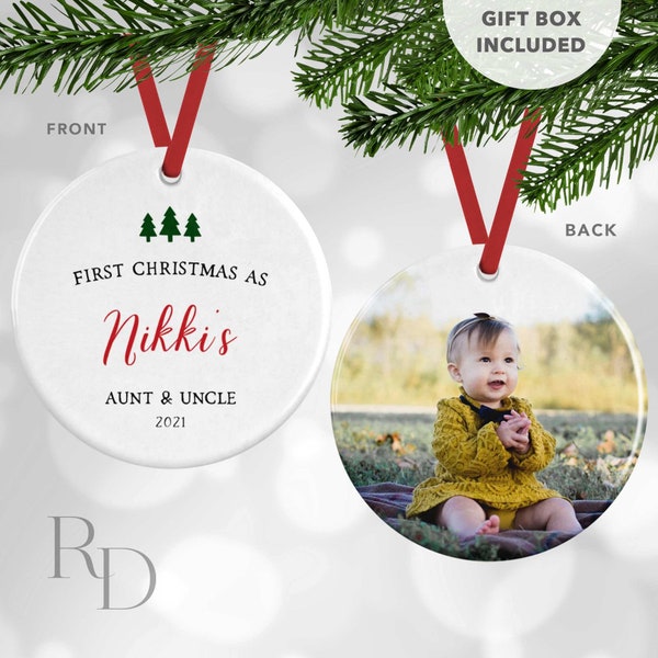 Personalized Aunt And Uncle Christmas Ornament | First Christmas As Aunt And Uncle | Gift For Aunt | Gift For Uncle