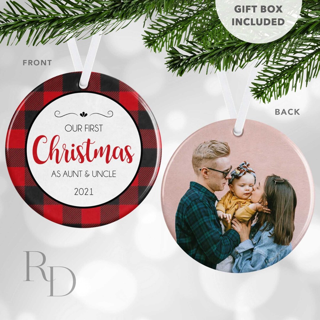 Buffalo Plaid Aunt and Uncle Ornament | Personalized Christmas Ornament ...