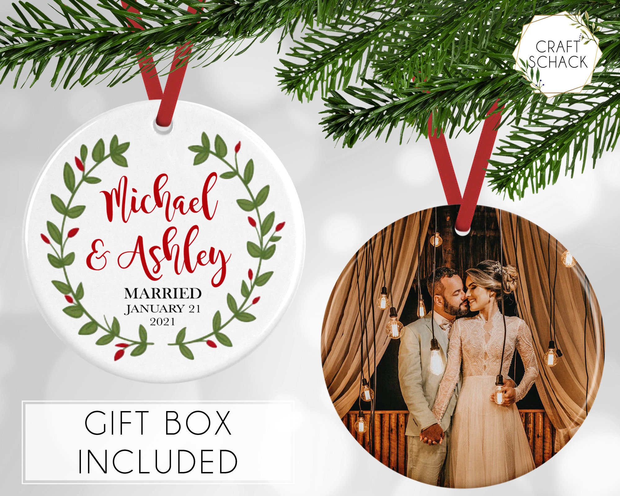 Holiday Wedding Ornament Personalized Wedding Ornament Etsy