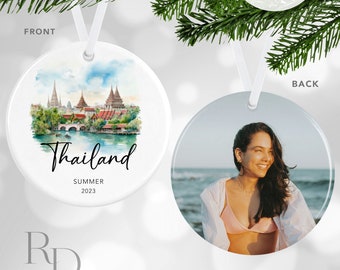 Thailand Christmas Ornament, Honeymoon Ornament, Personalized Photo Ornament, Christmas Gift For Newlyweds, Secret Santa Gift For Coworker