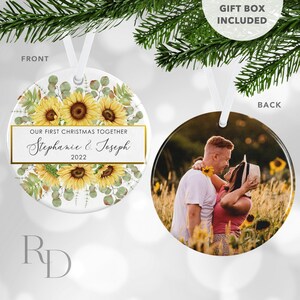 Personalized Our First Christmas Together Ornaments, Sunflower Couples Ornament, Christmas Gift For Couple, Custom Photo Ornament, Tree