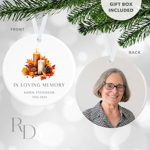 Fall Candles Memorial Ornament, Sympathy Gift For Colleague, Remembrance Ornament For Love One, Bereavement Gift For Friend, Secret Santa