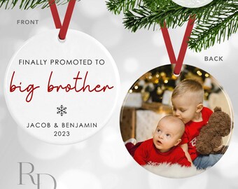 Finally Promoted To Big Brother Christmas Ornament, Big Brother Gift From Baby, Christmas Gift From Sibling, Personalized Photo Ornament