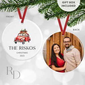 Red Vintage Bug Christmas Ornament, Personalized Photo Ornament, Traditional Family Ornament, Secret Santa Gift For Family, Stocking Stuffer
