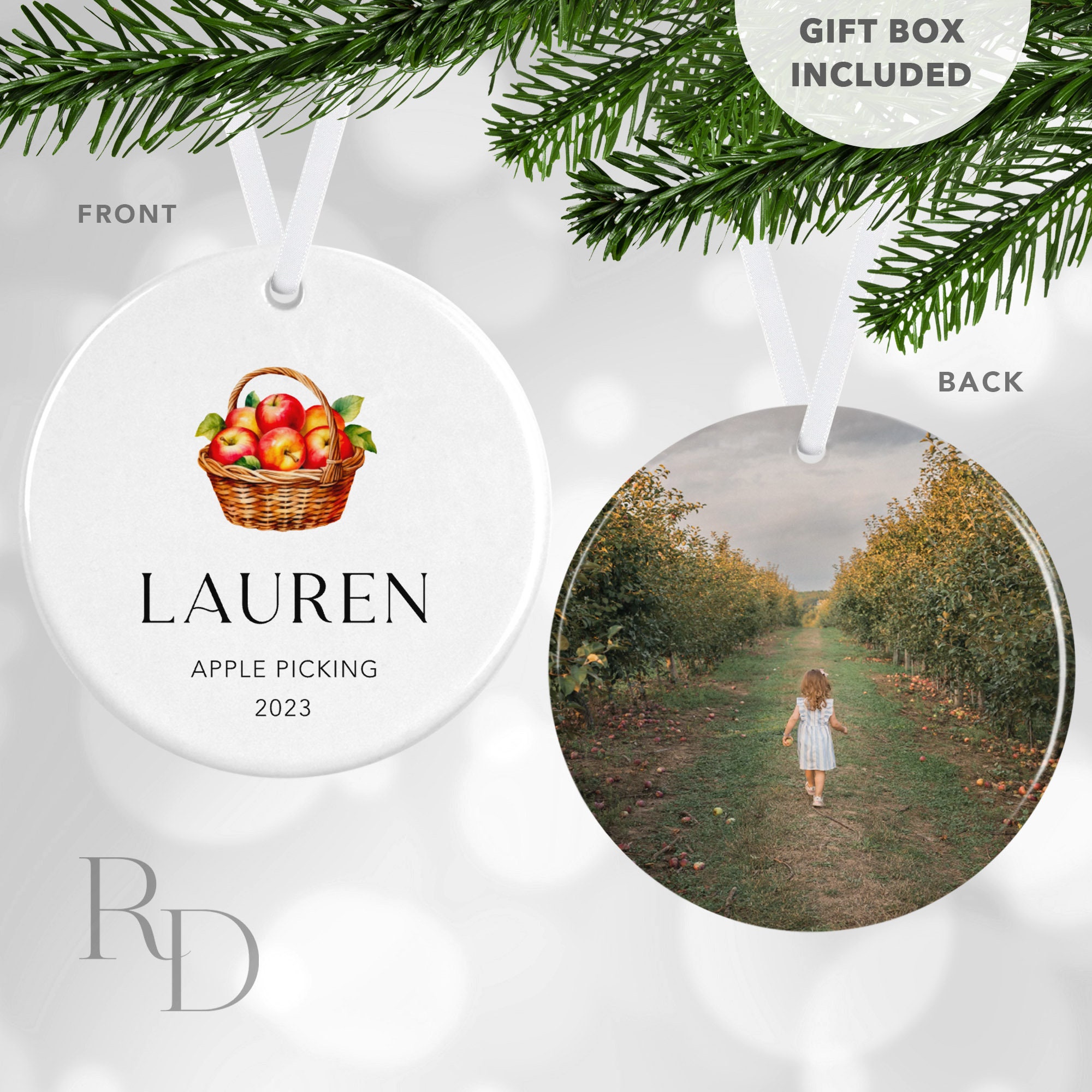 Apple Glass Ornament with Gift Pouch Apple Glass Ornament with Gift Pouch