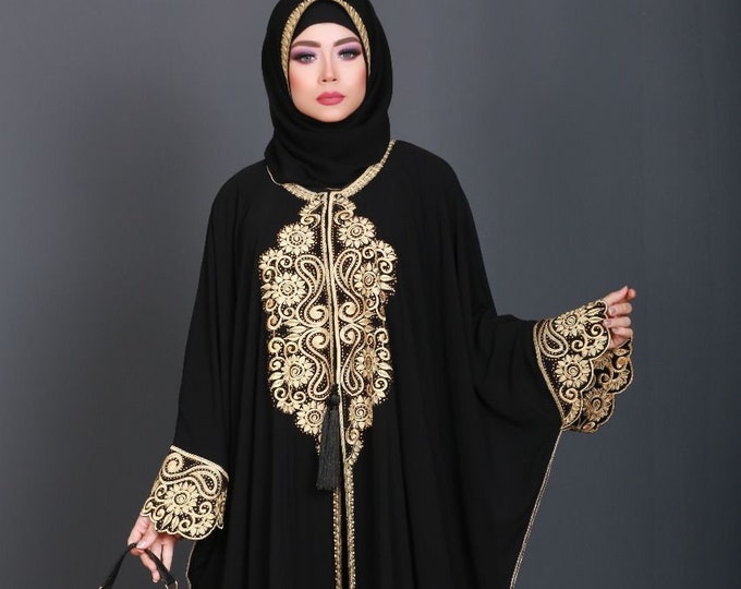 Free Size Embroidered Kaftan Abaya Moroccan Hijab Dress - Etsy