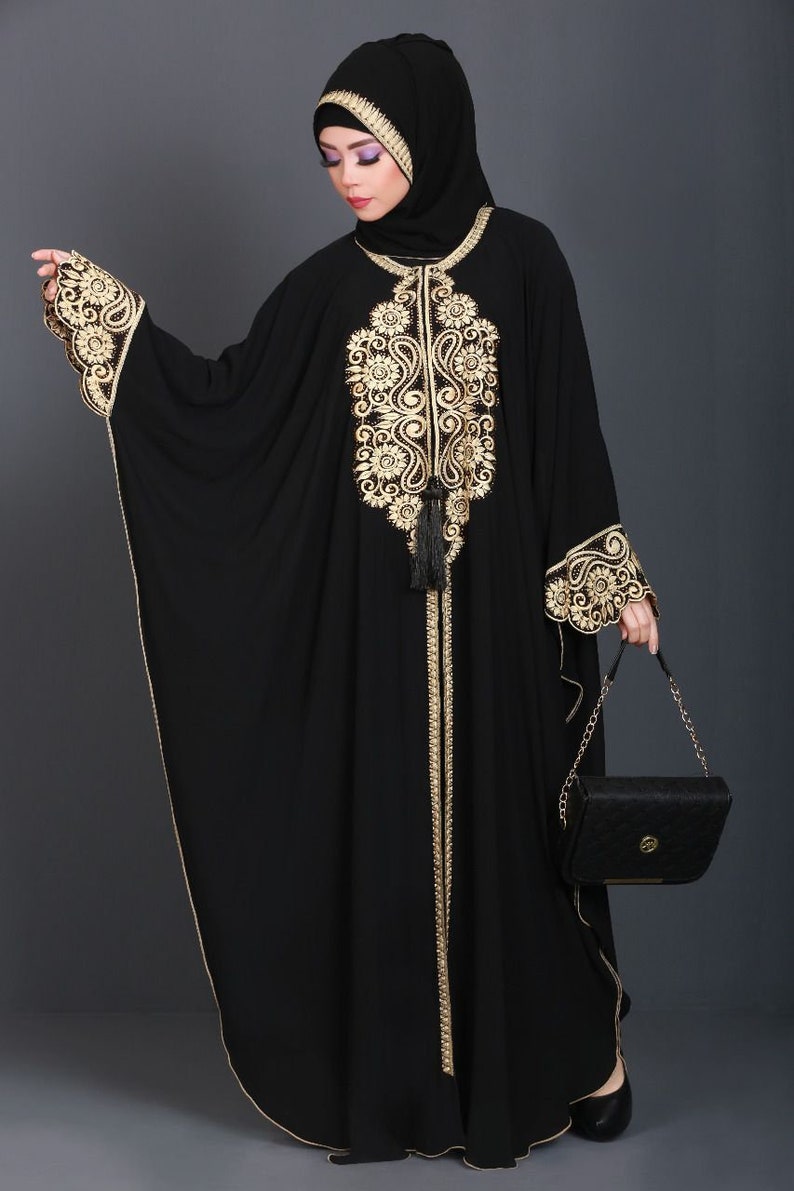 Free size embroidered Kaftan Abaya Moroccan hijab dress | Etsy