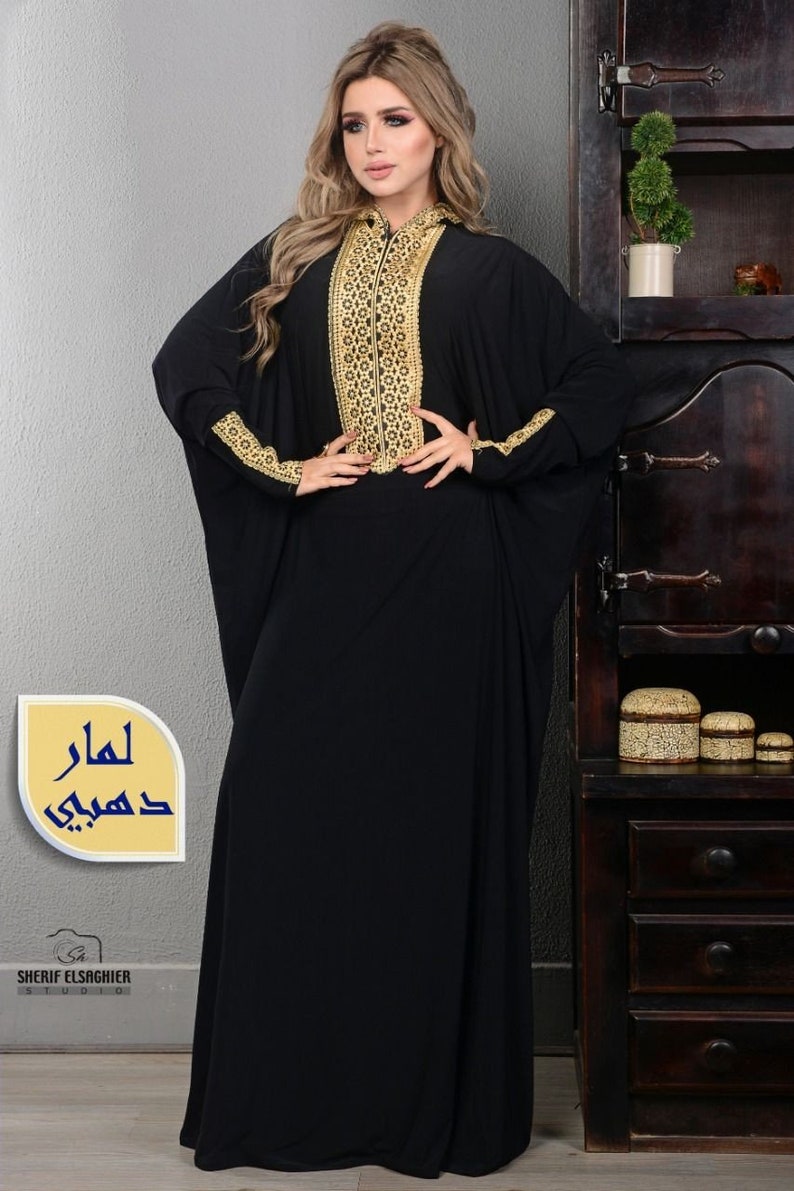 Black and Gold Kaftan Dress Hippie Abaya But Sleeves Dress Womans Moroccan Maxi Caftan Embroidery Evening Long Ethnic Dress Black and Gold Kaftan Dress Hippie Abaya But Sleeves Dress Womans Moroccan Maxi Caftan Embroidery Evening Long Ethnic Dress