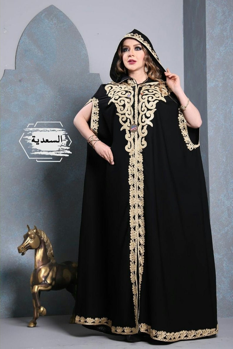 Free size embroidered Kaftan Abaya Moroccan Maxi Dress | Etsy