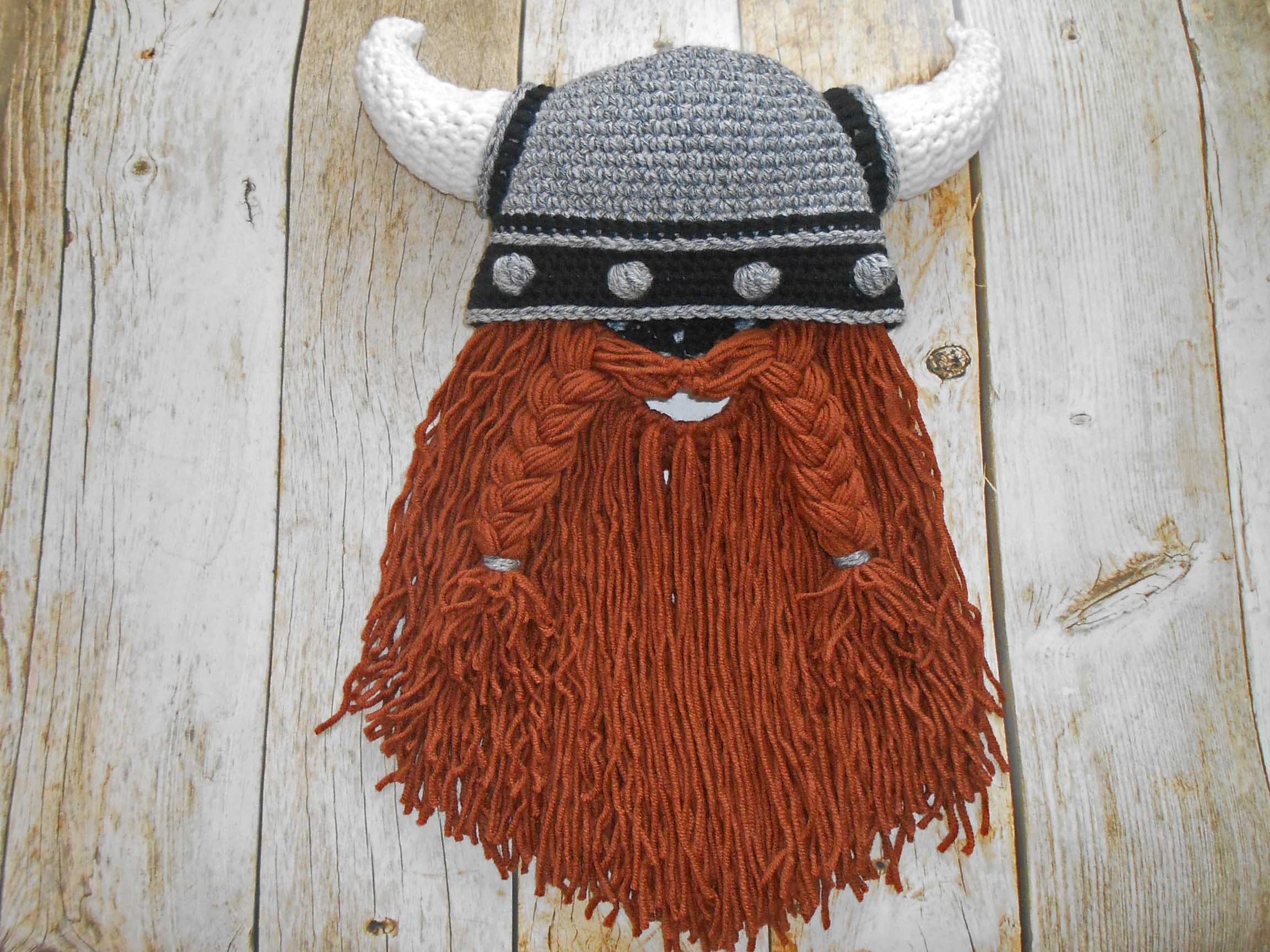 Crochet Viking Helmet pattern Horned helmet with beard PDF Etsy