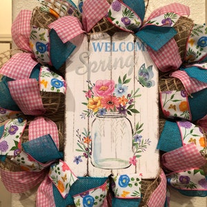 Farmhouse Spring Wreath: Burlap Deco Mesh, Wild Flowers & Gingham