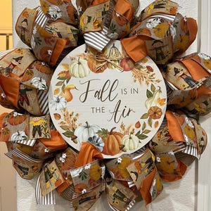 Farmhouse Fall Wreath: Burlap Deco Mesh, Pumpkin Thanksgiving Decor