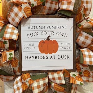 Farmhouse Pumpkin Patch Wreath: Burlap Deco Mesh, Buffalo Plaid