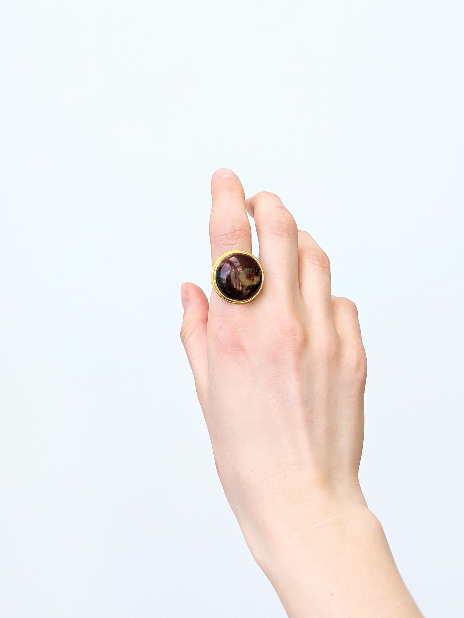 Handmade Gemstone Ring • Adjustable Sterling Silver, Gold Plated - Etsy