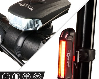 Bike Lights Set LED USB rechargeableRainbow Cool Stuff Front and Back