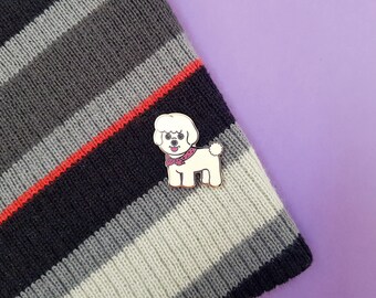 D326F Bichon Frise Dog Pewter Lapel Pin Jewelry Brooch