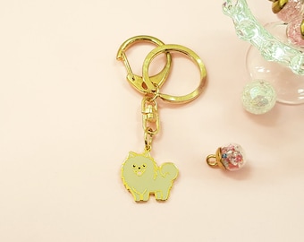 Pomeranian(Beige) dog keychain