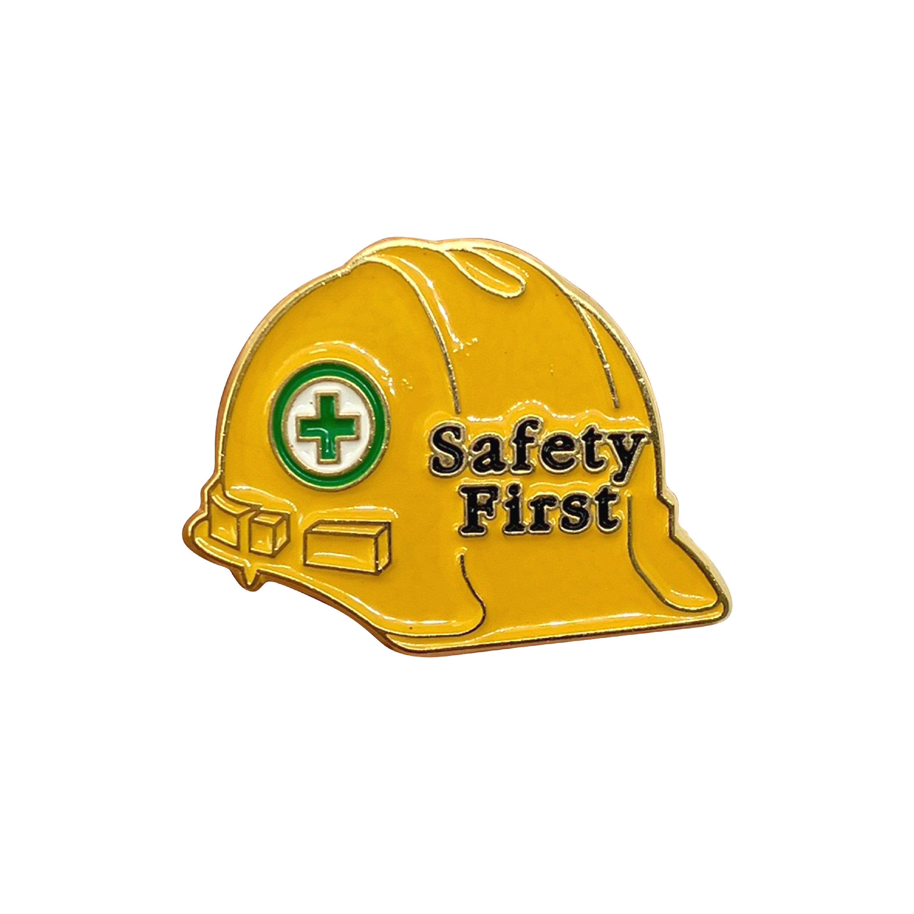 Safety First Hard Hat Pin Badge -  UK