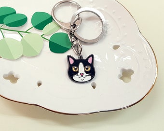 Tuxedo cat keychain