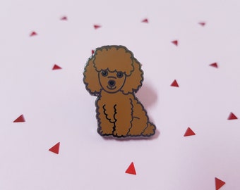 Poodle(chocolate) dog pin-badge