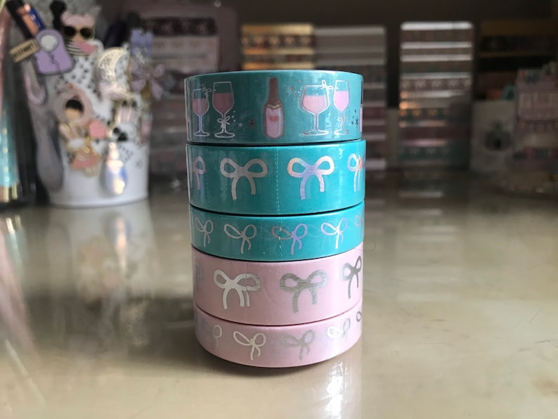 Rose all day Samples of simply gilded washi Aqua pink silver washi.