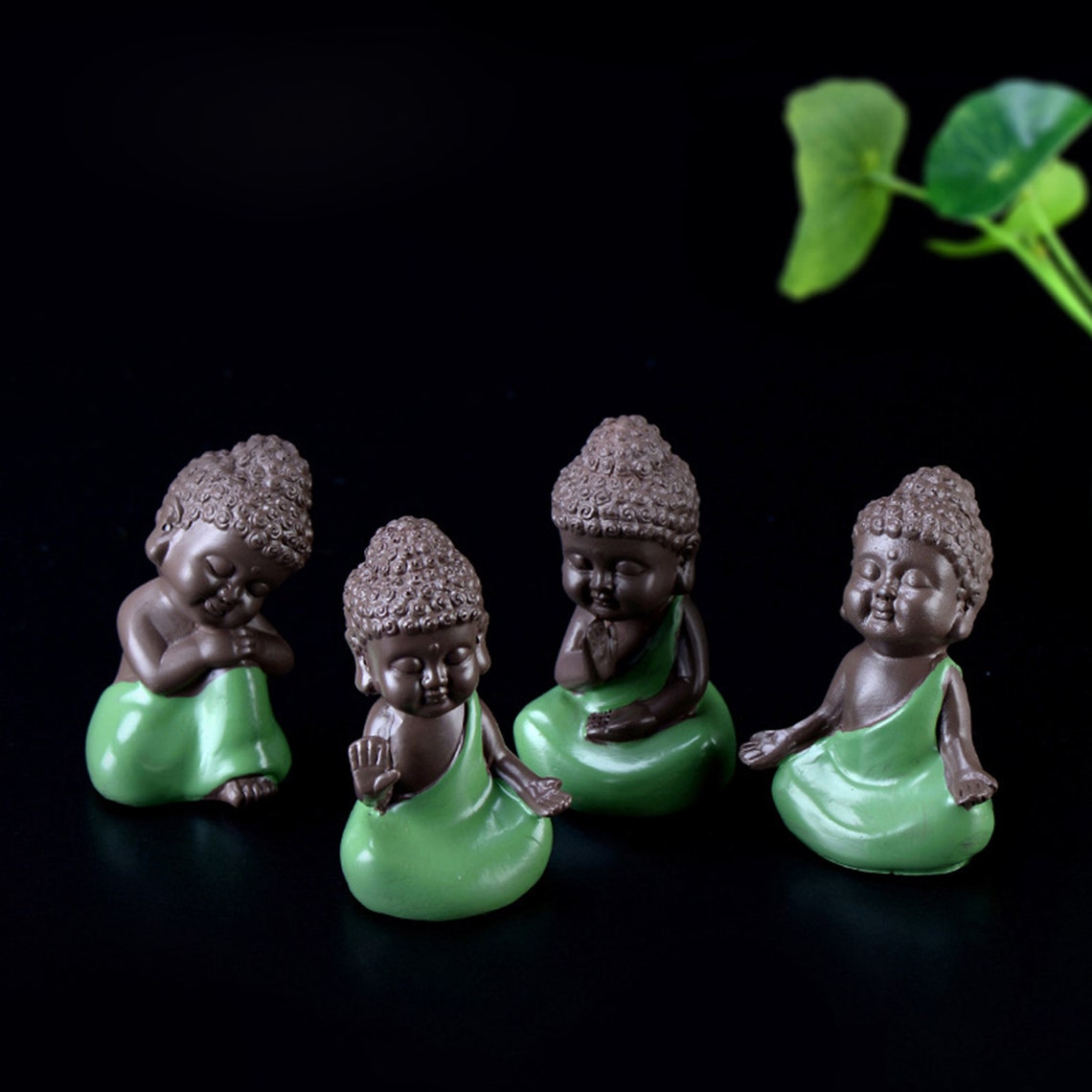 Set of 4pcs Miniature Buddha Figure Small Monk Figurines Etsy